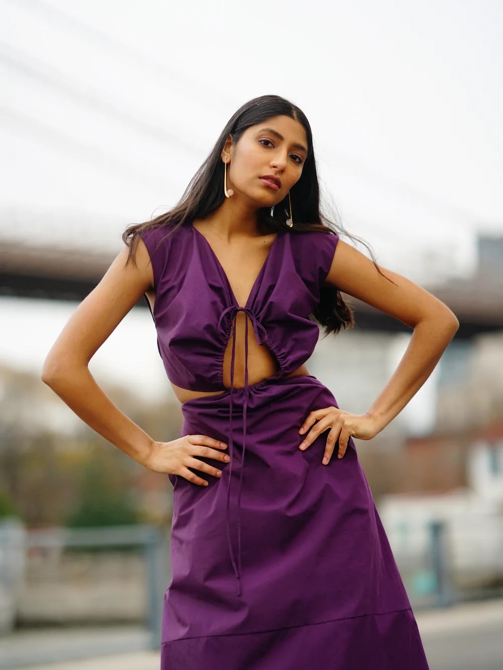 Rachel Comey Deep Plum Tie-Front Dress
